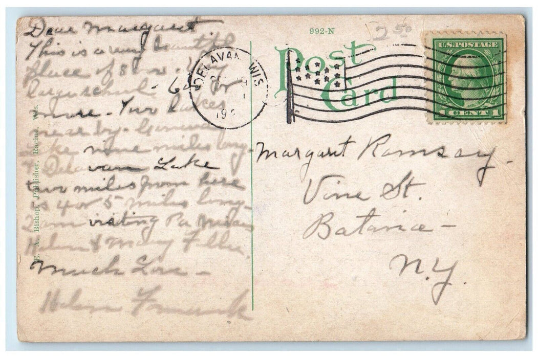 c1910s Exterior View High School Building Delavan Wisconsin WI Antique Postcard