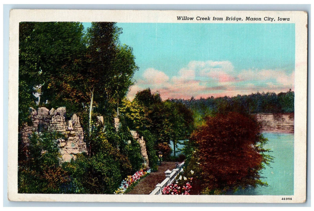 c1930's Willow Creek from Bridge, Mason City Iowa IA Unposted Postcard