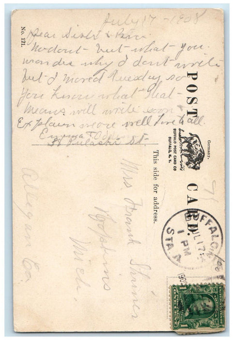 1908 Masten Park High School, Buffalo New York NY Antique Posted Postcard