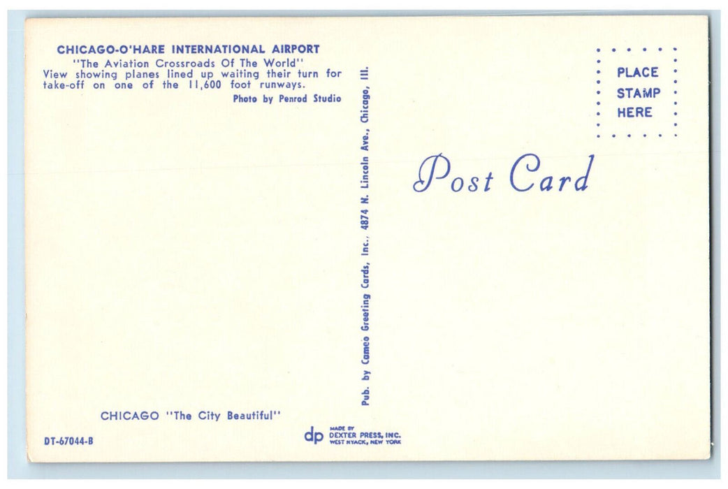c1960's Airplanes Lined Up Chicago-O'Hare International Airport, IL Postcard