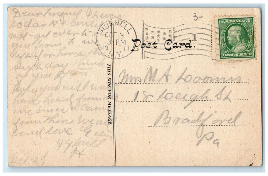 1911 Union Park & High School, Hornell New York NY Antique Posted Postcard