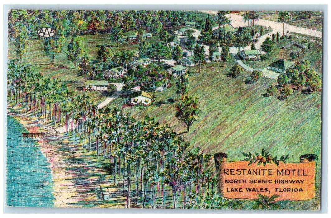 1958 Restanite Motel North Scenic Highway Lake Wales Florida FL Postcard