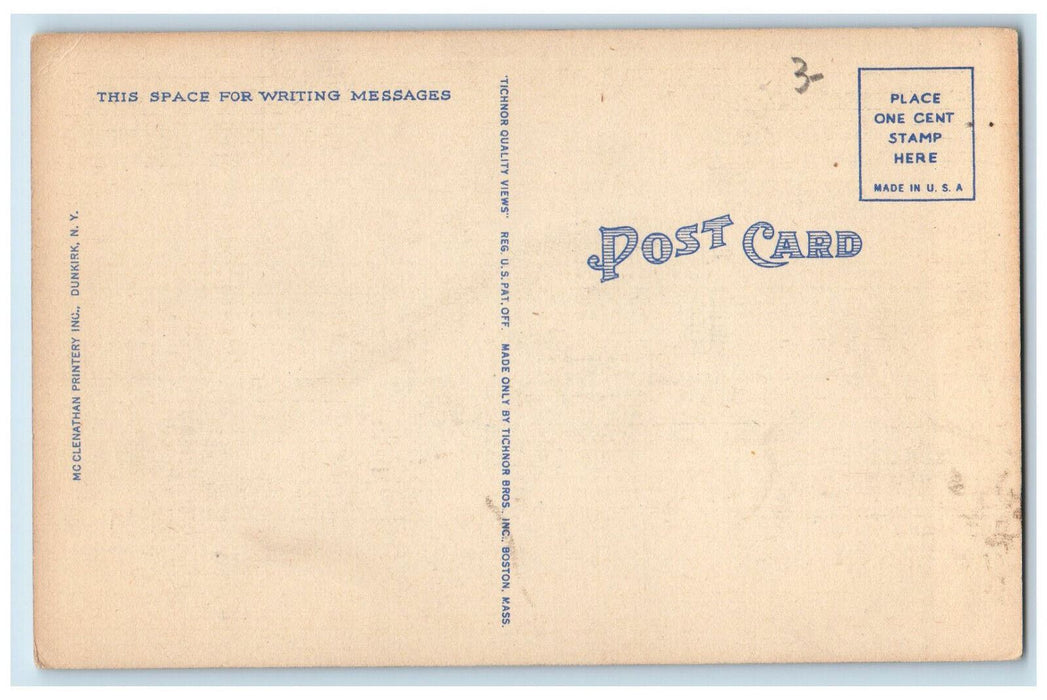 c1940's Boat Scene Harbor at Moonlight on Lake Erie Dunkirk New York NY Postcard