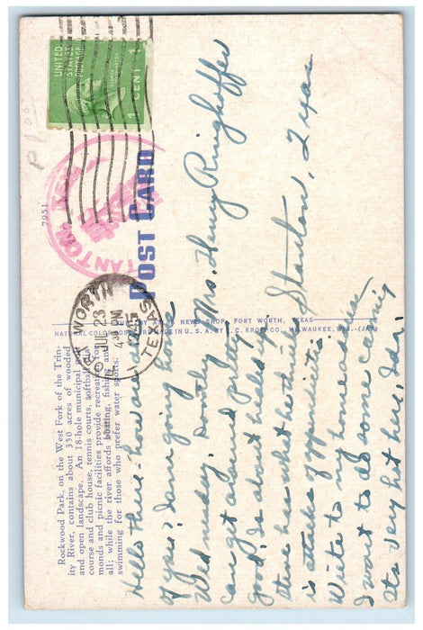 c1940s Trees in Trinity River Rockwood Park 1945 Fort Worth Texas TX Postcard