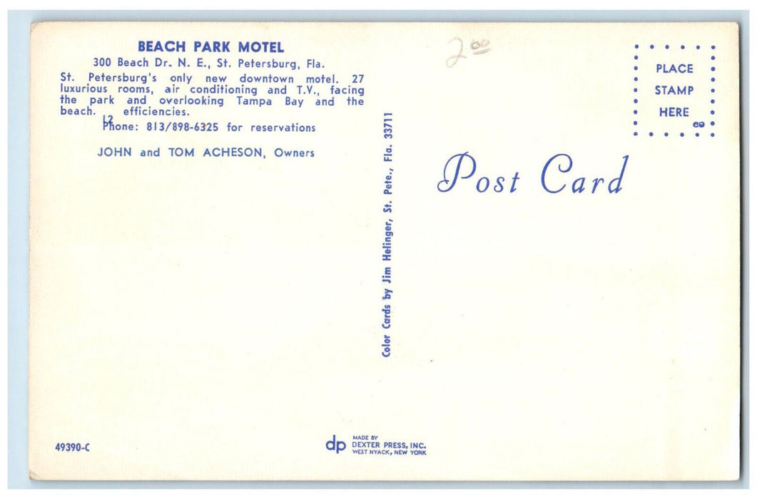 c1960's Multiview, Beach Park Motel, St. Petersburg Florida FL Postcard