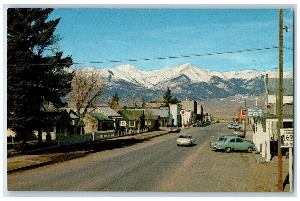c1960's Sangre DeCristo Mountains, Main Street, Westcliffe, Colorado CO Postcard