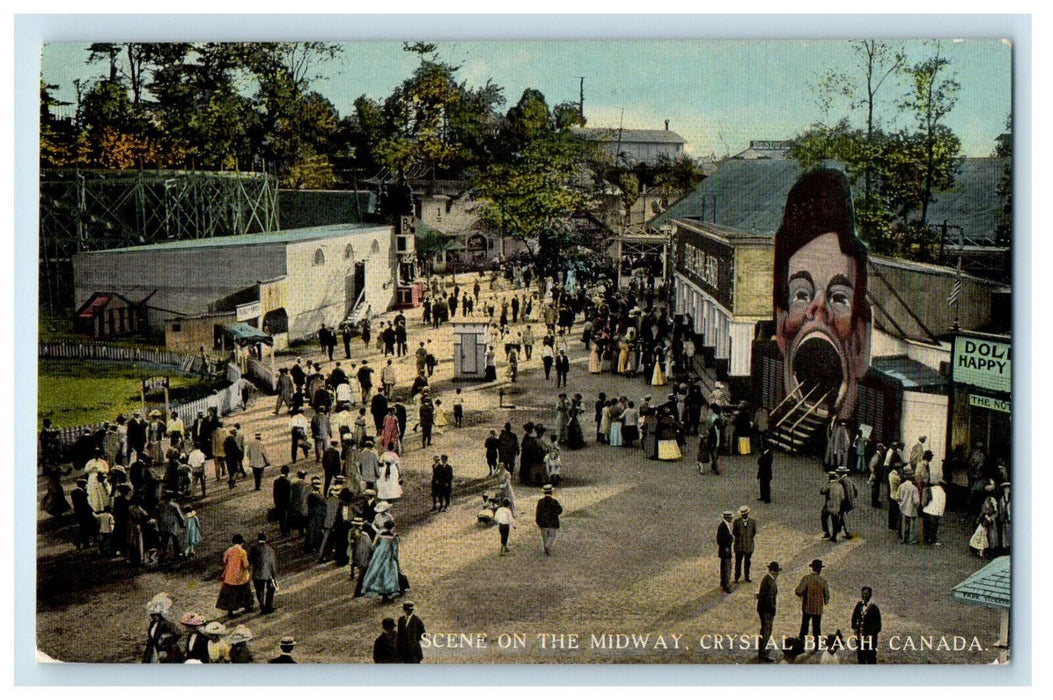 c1910 Scene on the Midway, Crystal Beach Ontario Canada Antique Postcard