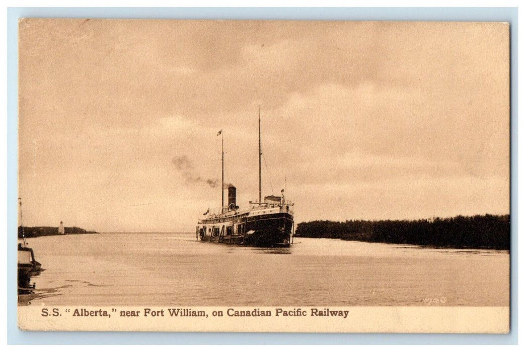 c1940's Steamship "Alberta" Near Fort William, Canadian Pacific Railway Postcard
