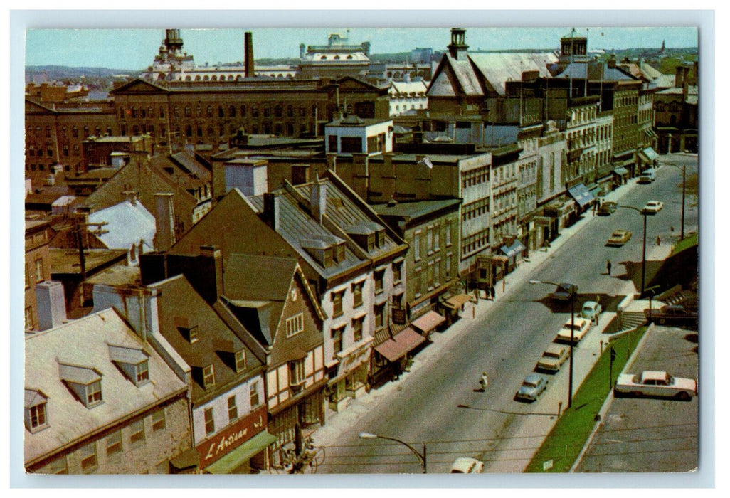 1974 Business District, Road View, Rue De La Fabrique Street, Quebec Postcard