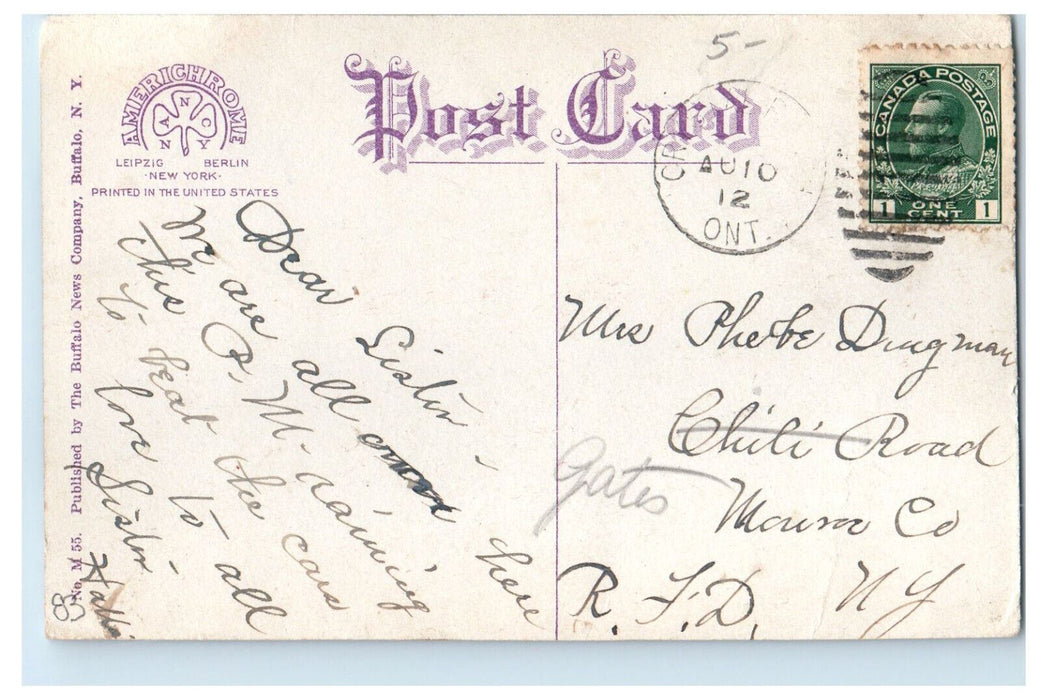 1912 Front View, Hotel Royal Crystal Beach Ontario Canada Posted Postcard