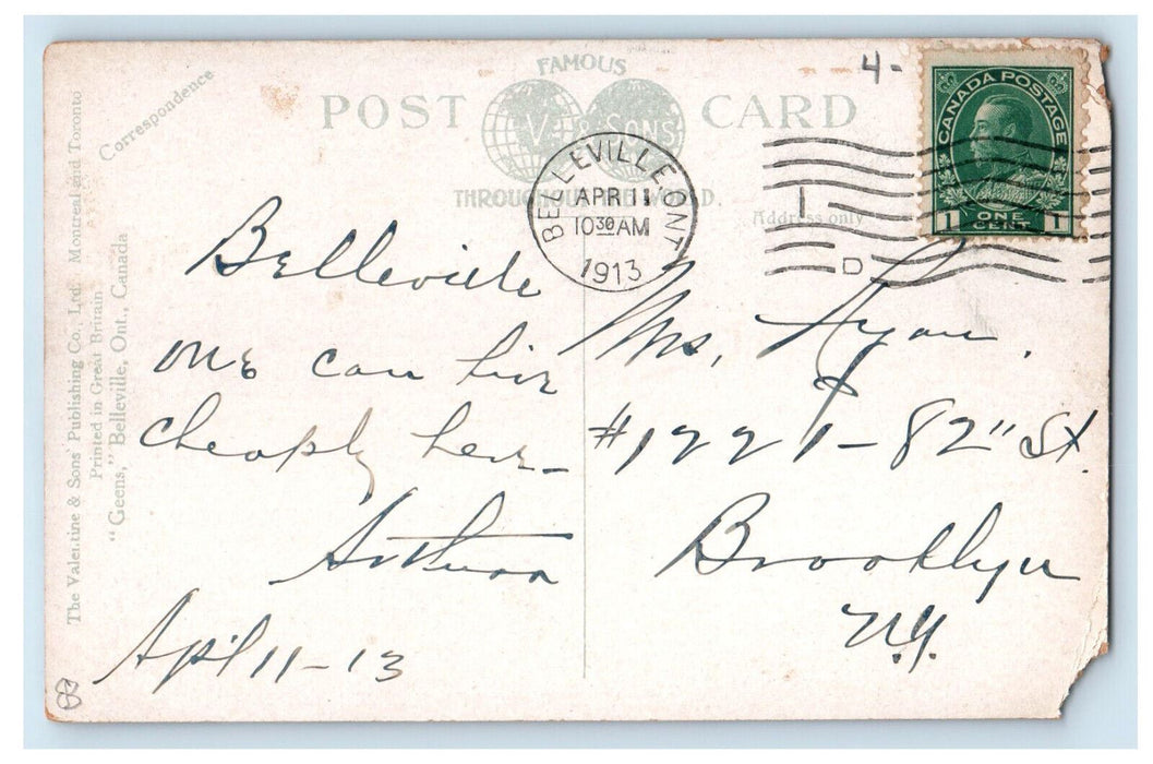 1913 Clothing Shop, Horse Carriage, Market Square Belleville Canada Postcard