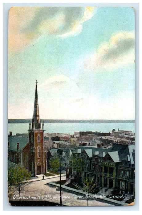 1909 Overlooking The St. Lawrence River Brockville Canada Antique Postcard