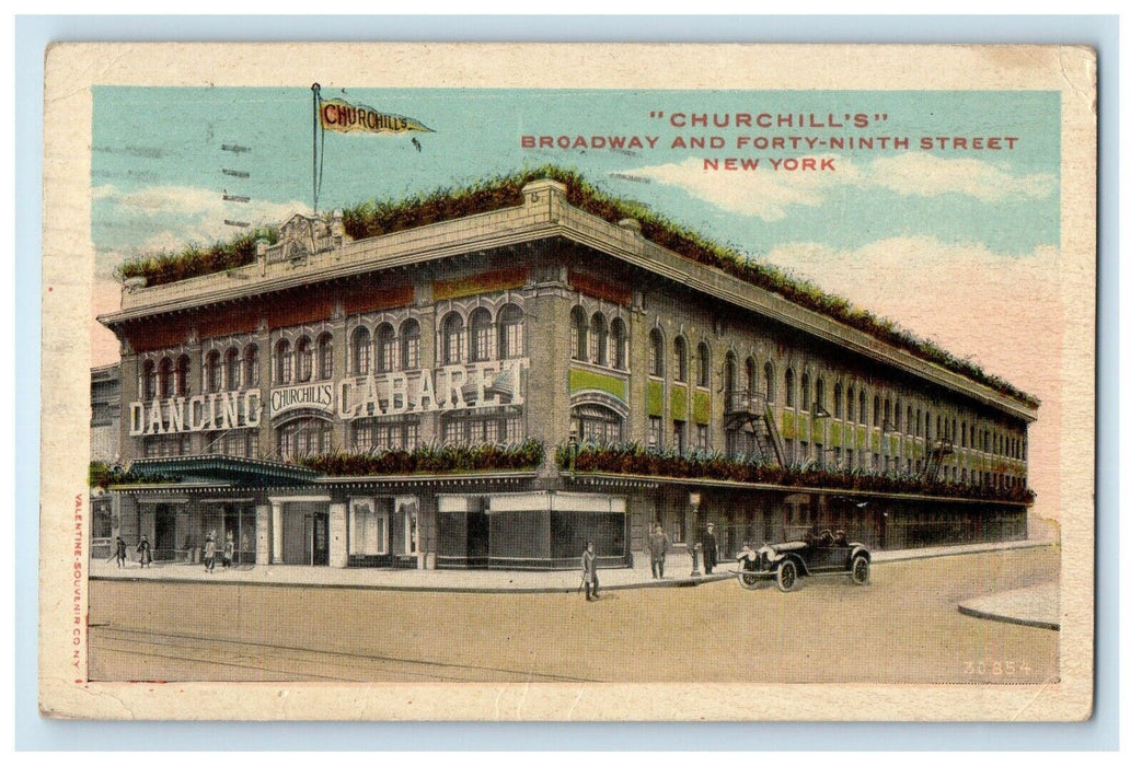 1917 Dancing Churchill's Cabaret Car Broadway And Forty-Ninth Street NY Postcard
