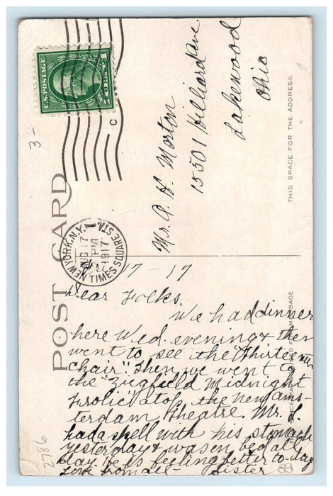 1917 Dancing Churchill's Cabaret Car Broadway And Forty-Ninth Street NY Postcard