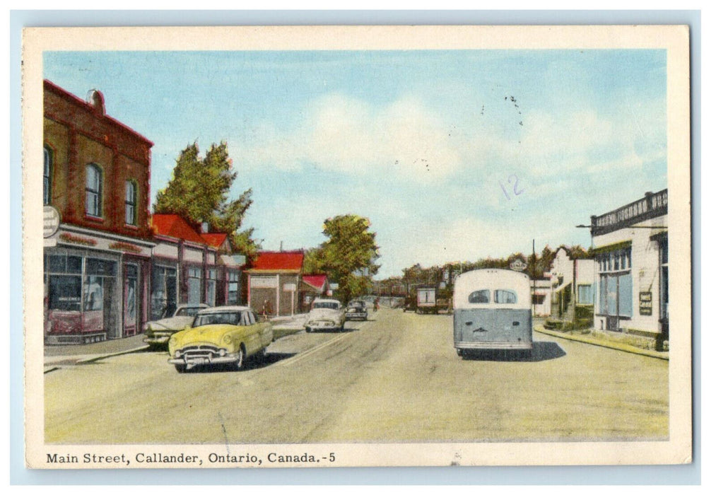 c1940's Business District Main Street Callander Ontario Canada Postcard