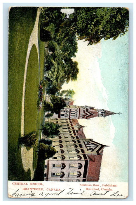 1907 Central School, Brantford Canada General Delivery Stamp Postcard