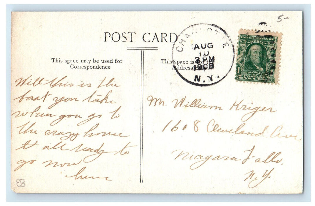 1908 The New Ferry Boat "Ontario" Canada Charlotte NY Antique Postcard