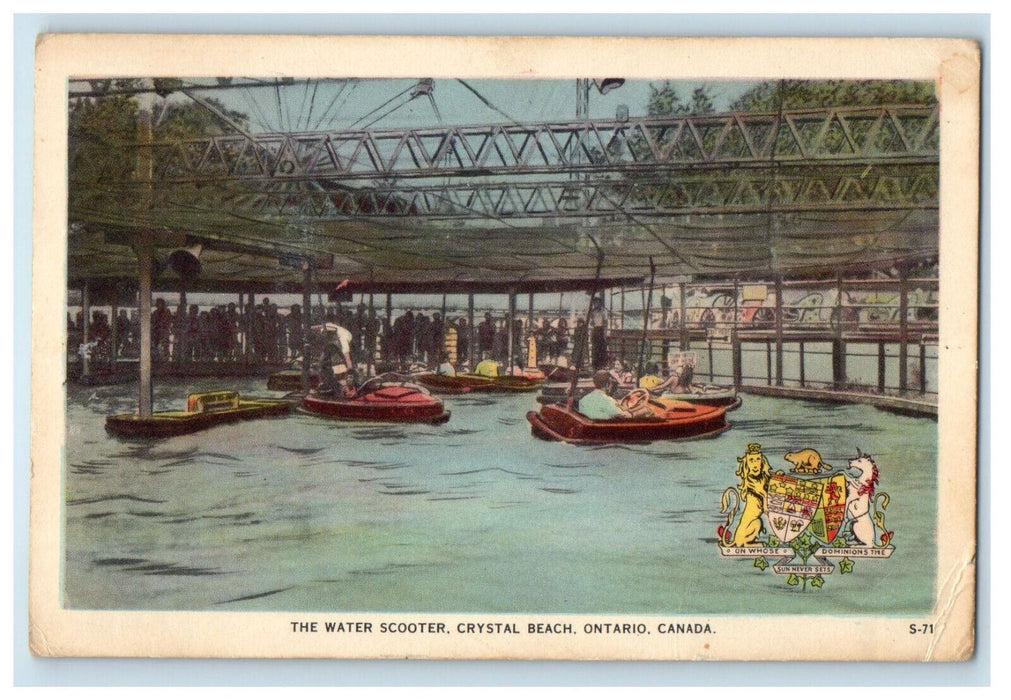c1940's The Water Scooter, Bump Boat, Crystal Beach Ontario Canada Postcard
