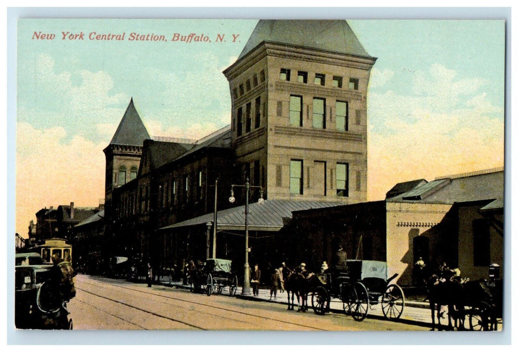 New York Central Station Depot Railroad Train Buffalo New York NY Postcard
