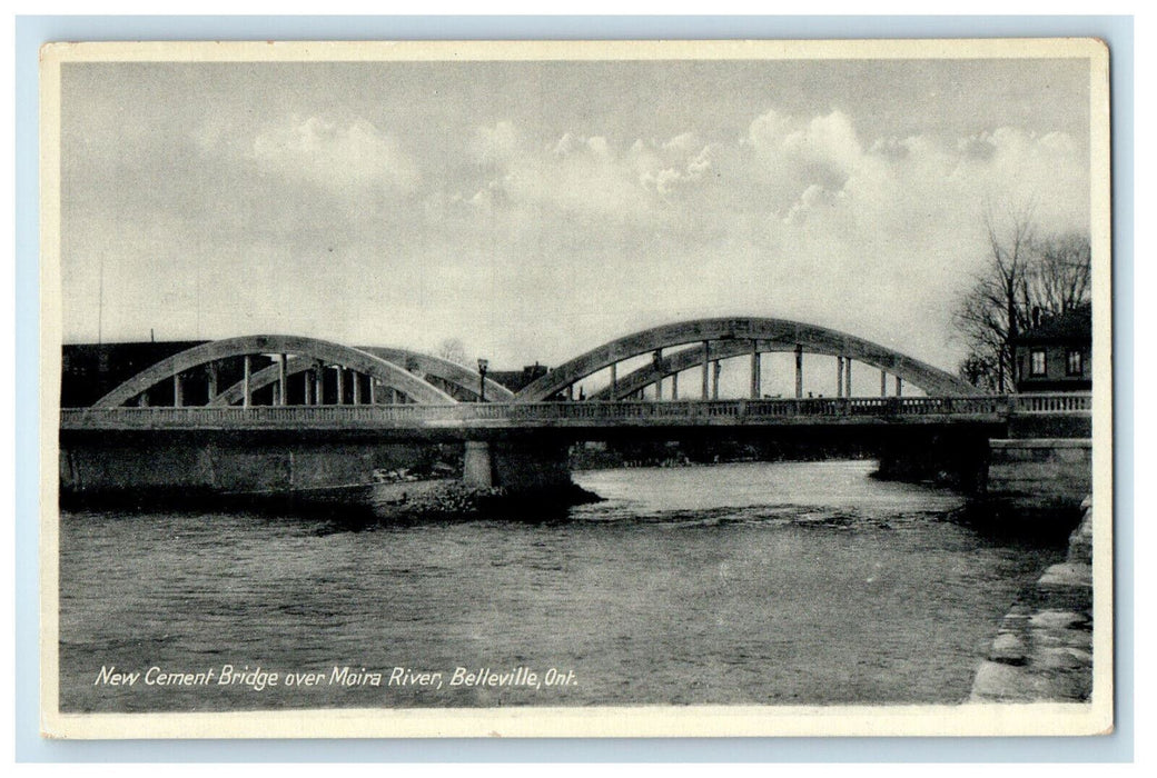 c1910 New Cement Bridge Over Moira River, Belleville Ontario Canada Postcard