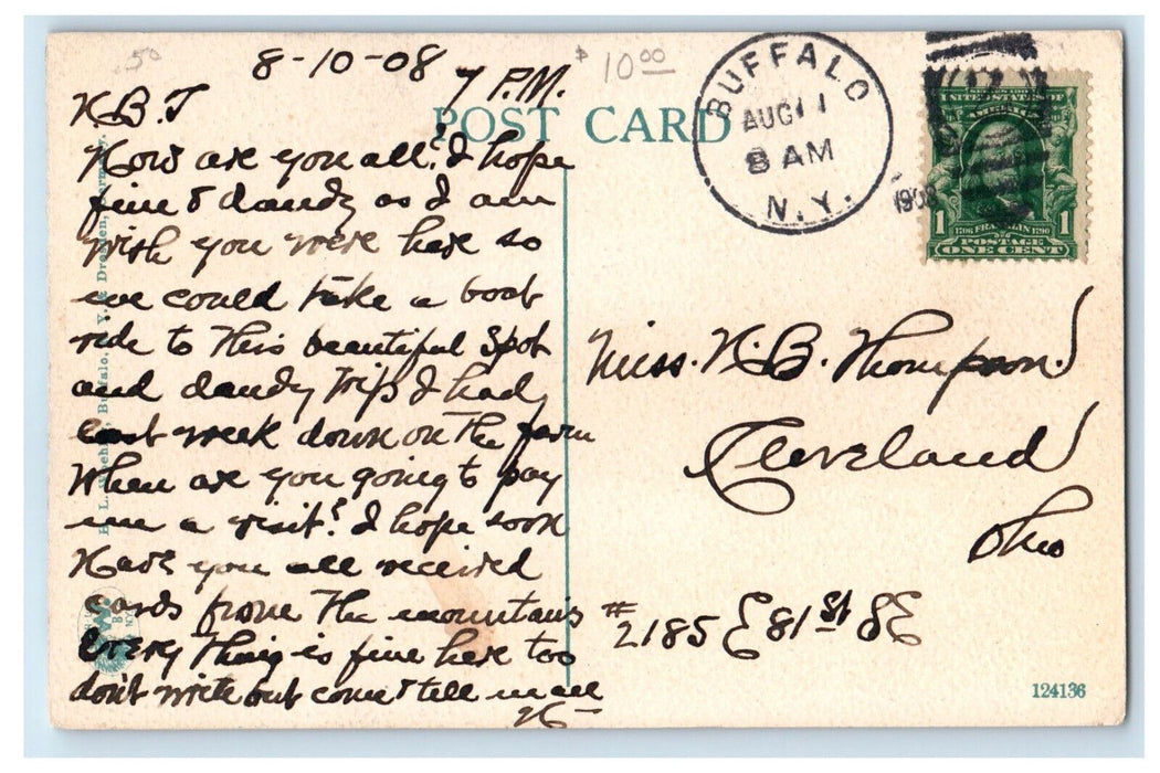 1908 Moonlight Scene, Boats Sailing at Crystal Beach Canada Buffalo NY Postcard