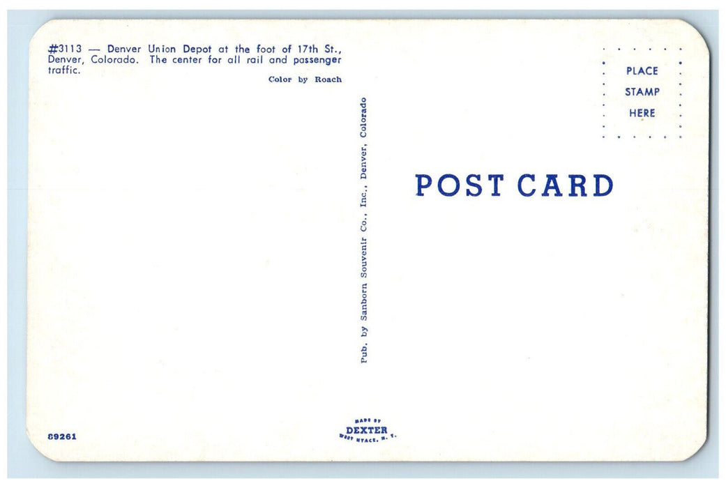 c1950's Center for All Rail and Passenger Traffic Denver Union Depot CO Postcard