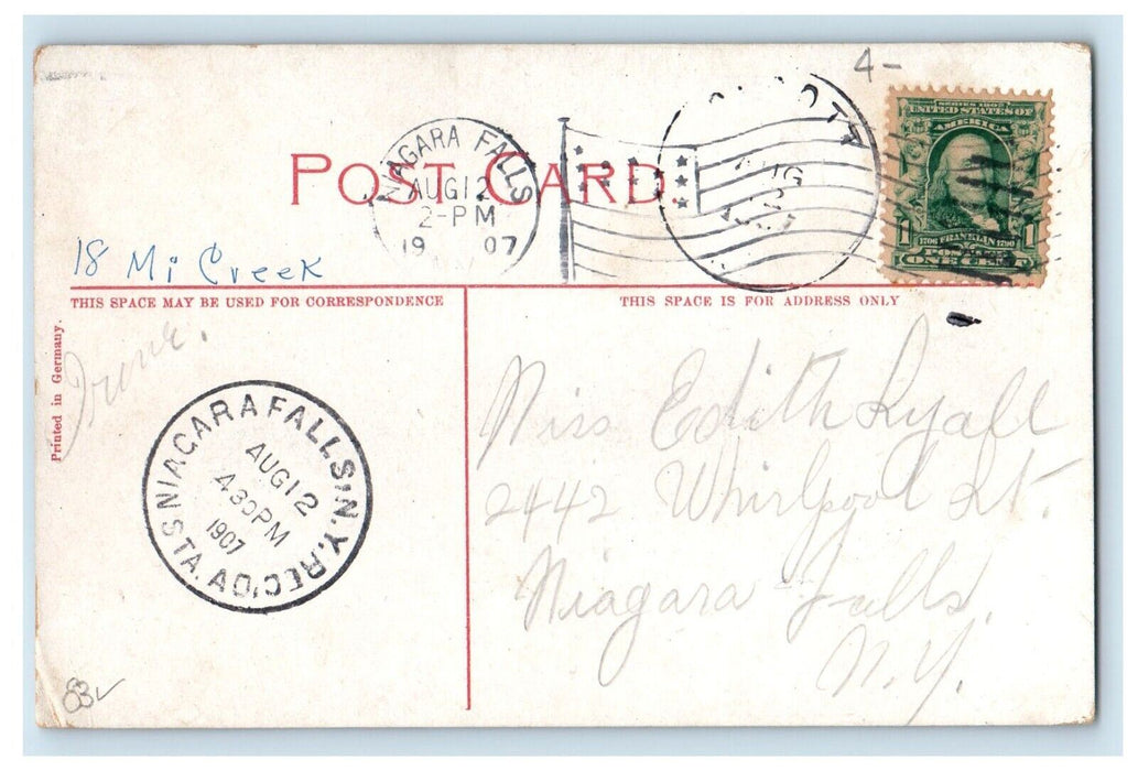 1907 Up The Creek 18 Mile Creek Boat Tourist Olcott Beach New York NY Postcard