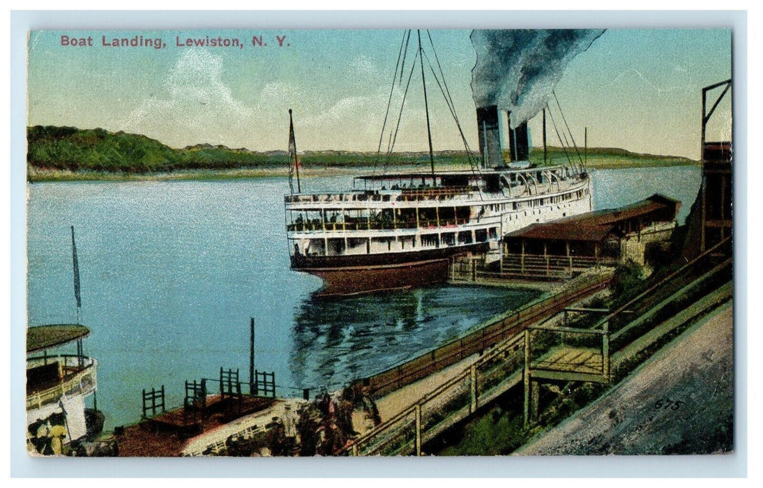 1918 Boat Landing Steamer Ship Lewiston New York NY Posted Antique Postcard