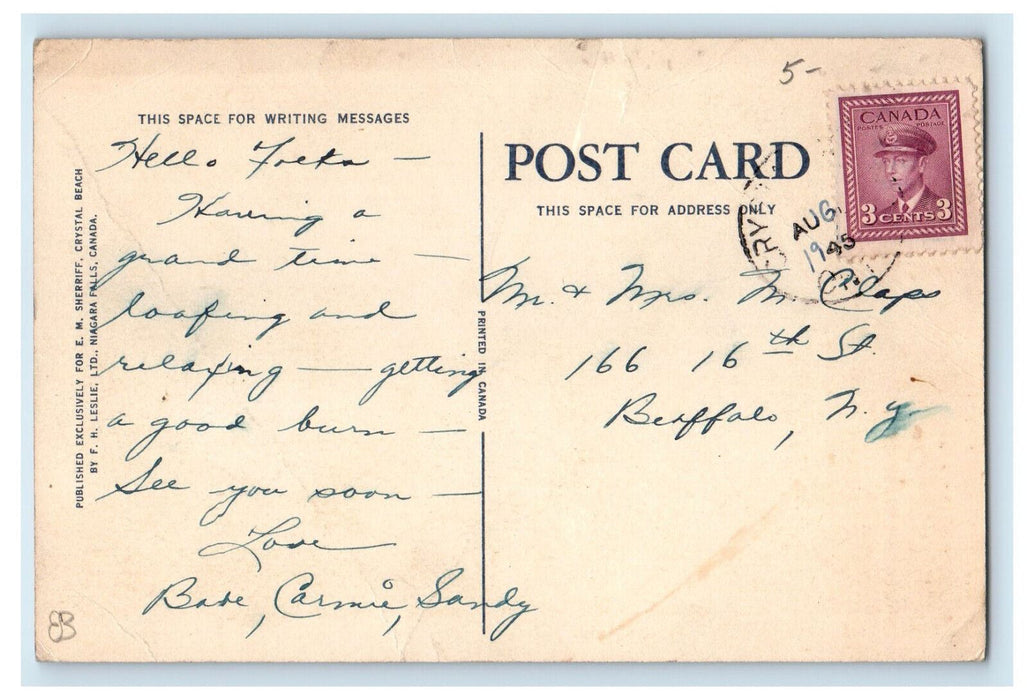 1945 Passengers, Steamer Canadiana at Dock Crystal Beach Ontario Canada Postcard