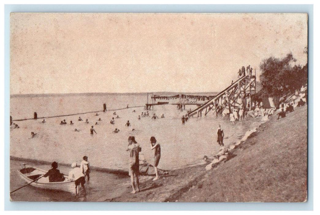 1914 Bathing Beach Bois Blanc Detroit River Amherstburg Ont. Canada Postcard