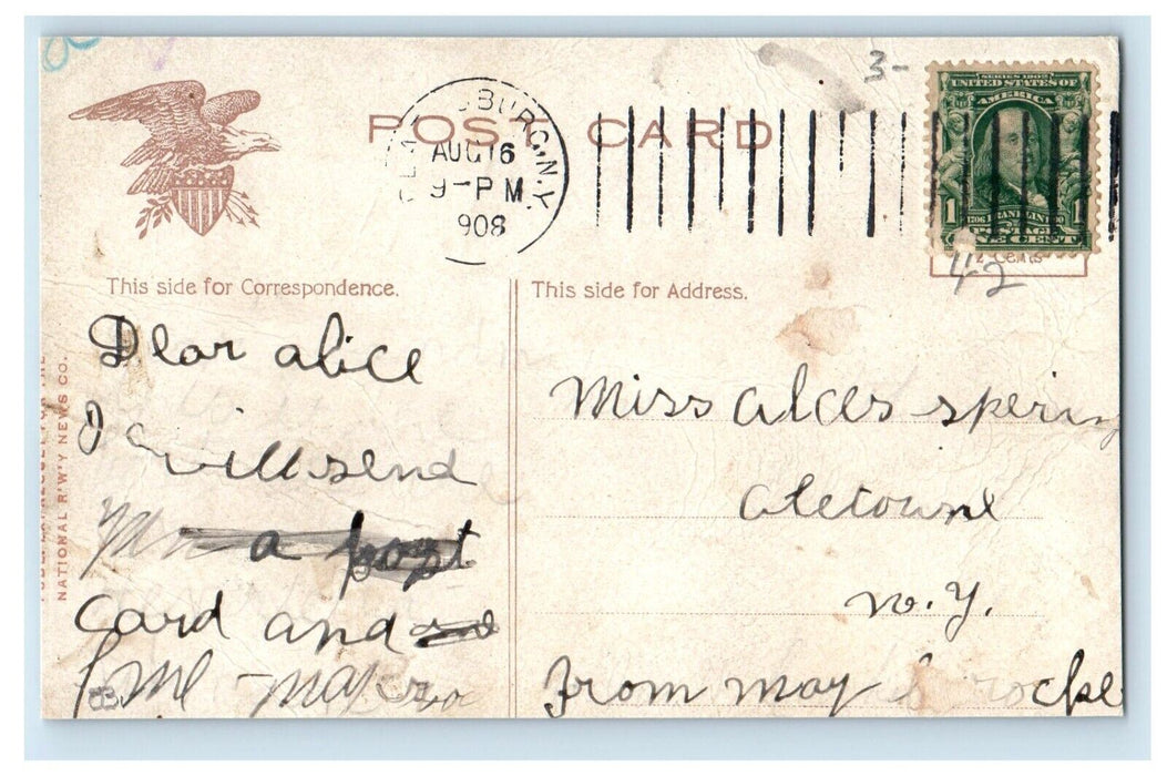 1908 Steamer Vermont Steamer Ship Lake Champlain New York NY Antique Postcard