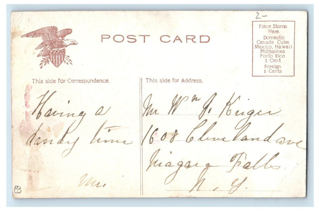 c1910's Greetings From Ontario Beach NY, Sunset By Howard Boats Glitter Postcard