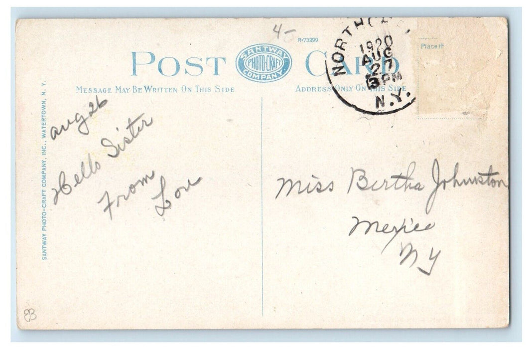 1920 Water Sports On Schroon Lake New York NY, Canoe Sailboat Antique Postcard