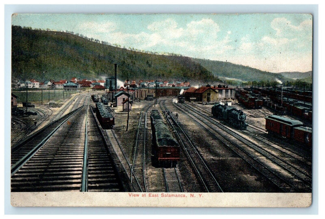 c1910's East Salamanca New York NY Railroad Yards Train Antique Postcard