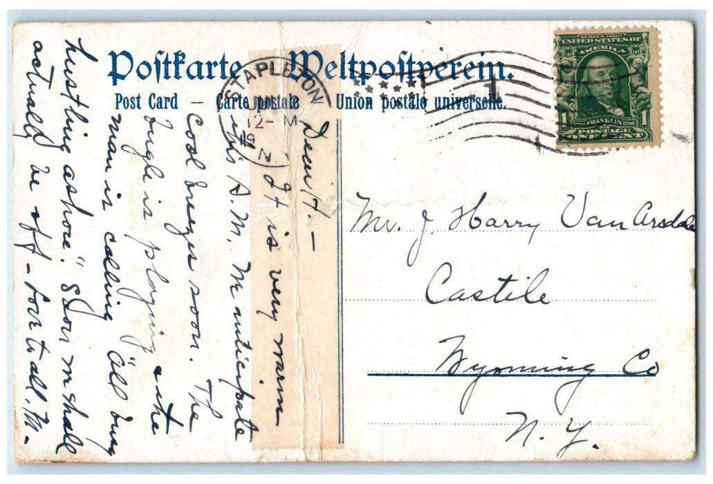 1908 Steamship "Amerika" Ritz's Carlton Restaurant Hamburg Amerika Line Postcard