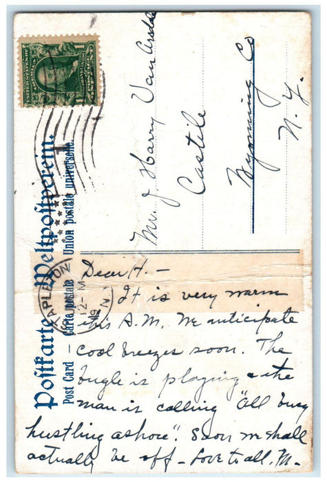 1908 Steamship "Amerika" Ritz's Carlton Restaurant Hamburg Amerika Line Postcard