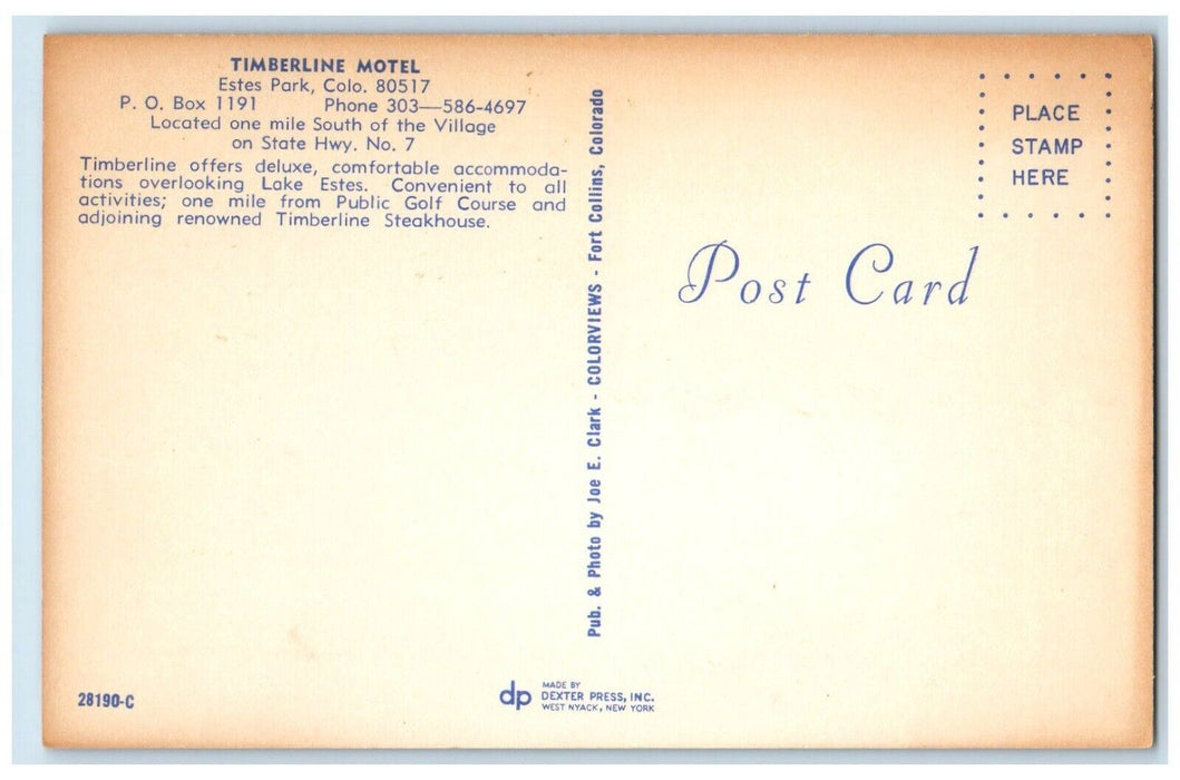 c1960's Timberline Motel South Village Deluxe Steakhouse Estes Park Colorado