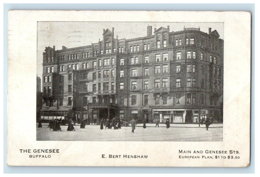 The Genesee E. Bert Henshaw Main And Genesee Sts Advertising Buffalo NY Postcard
