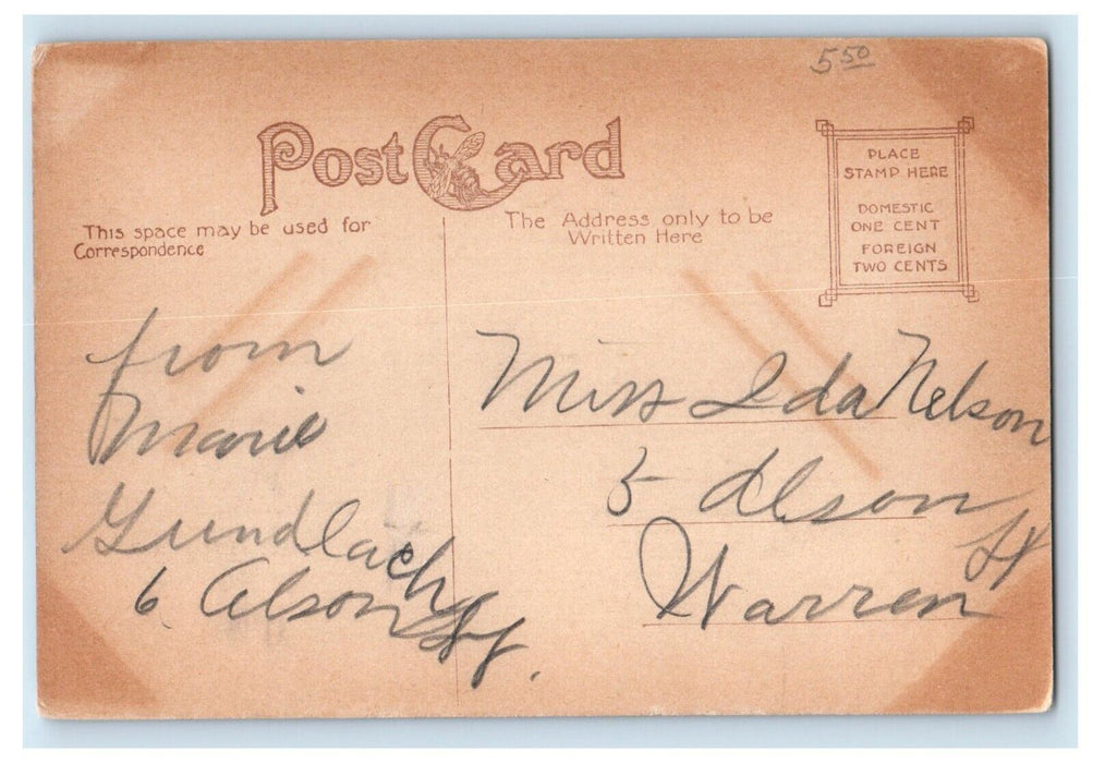 c1910's Central High School Building Car Buffalo New York NY Antique Postcard