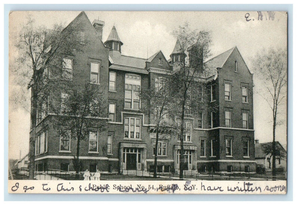1908 Public School Building Front View Buffalo New York NY Antique Postcard