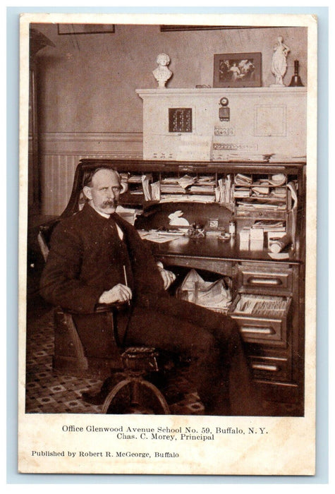 Chas C. Morey Principal Office Glenwood Avenue School Buffalo NY Postcard
