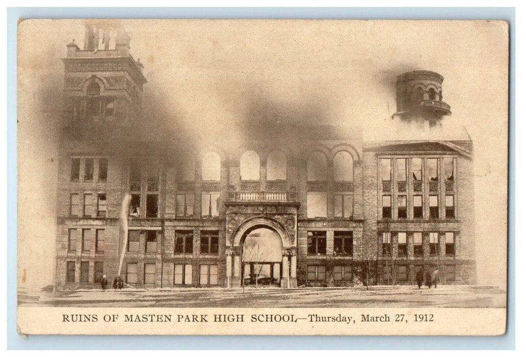 c1910's Ruins Of Masten Park High School Building Buffalo New York NY Postcard