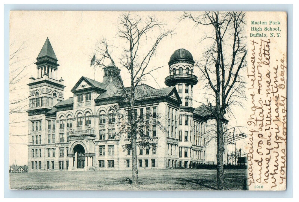 1905 Masten Park High School Building Buffalo New York NY Antique Postcard