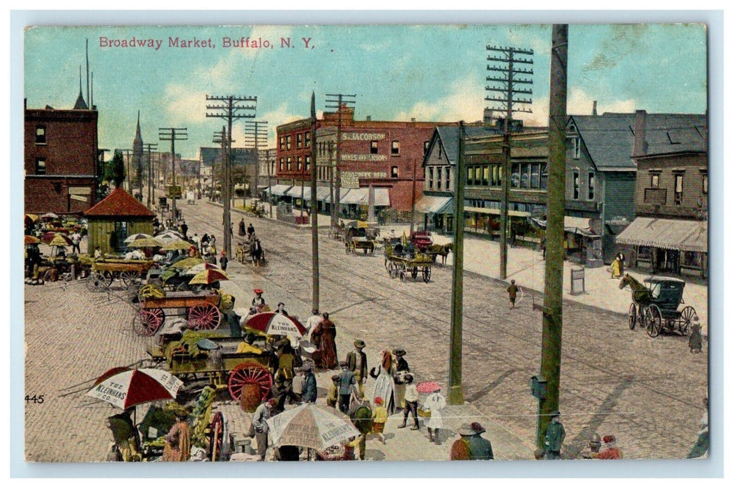 1910 Broadway Market Wagon Horse Carriage Buffalo New York NY Antique Postcard