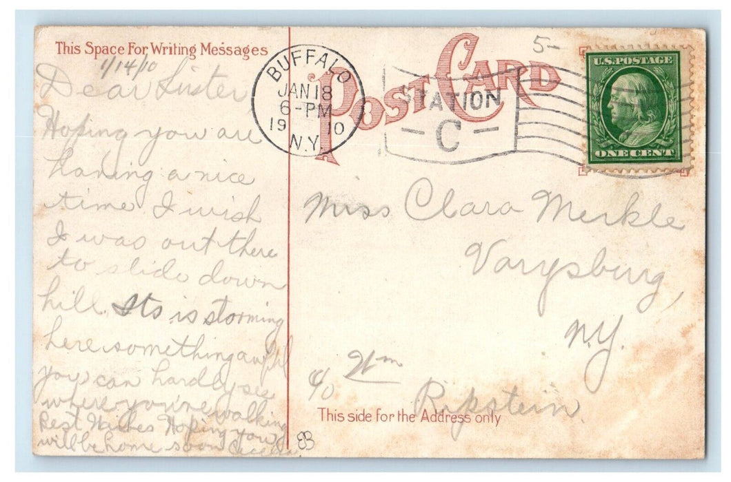 1910 Broadway Market Wagon Horse Carriage Buffalo New York NY Antique Postcard