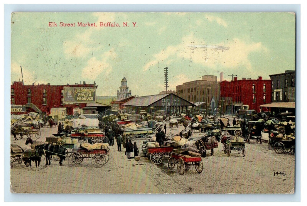 1912 Elk Street View Horse And Wagon Buffalo New York NY Antique Postcard