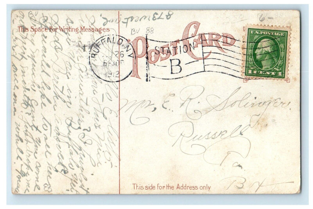 1912 Elk Street View Horse And Wagon Buffalo New York NY Antique Postcard