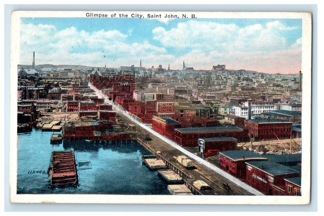 c1920's Glimpse of the City Saint John New Brunswick Canada Postcard