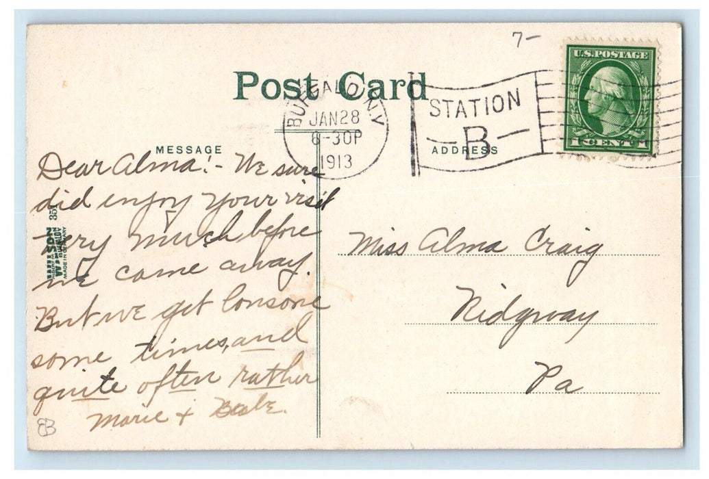 1913 Site Of The New High School From Touraine New York NY Antique Postcard