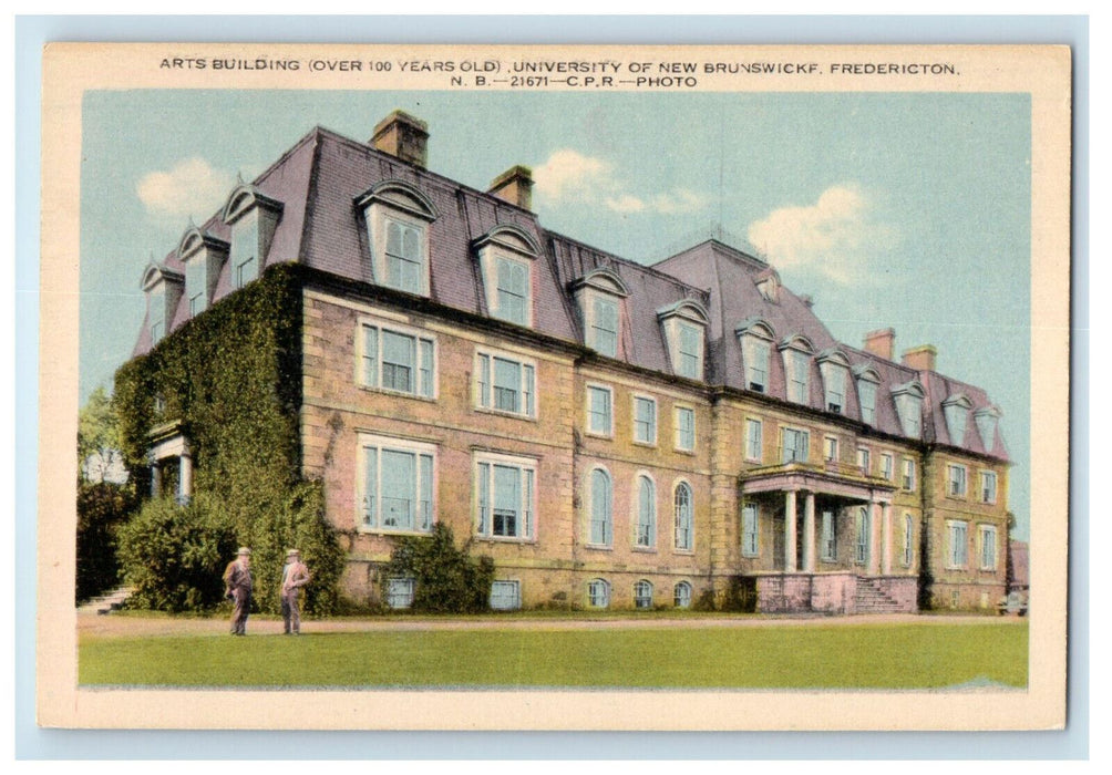 c1940's Arts Building, University of Brunswick Fredericton NB Canada Postcard